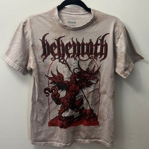 Behemoth Band T shirt Grey / Brown Tie Dye With Red logo and Demonic Art Size M